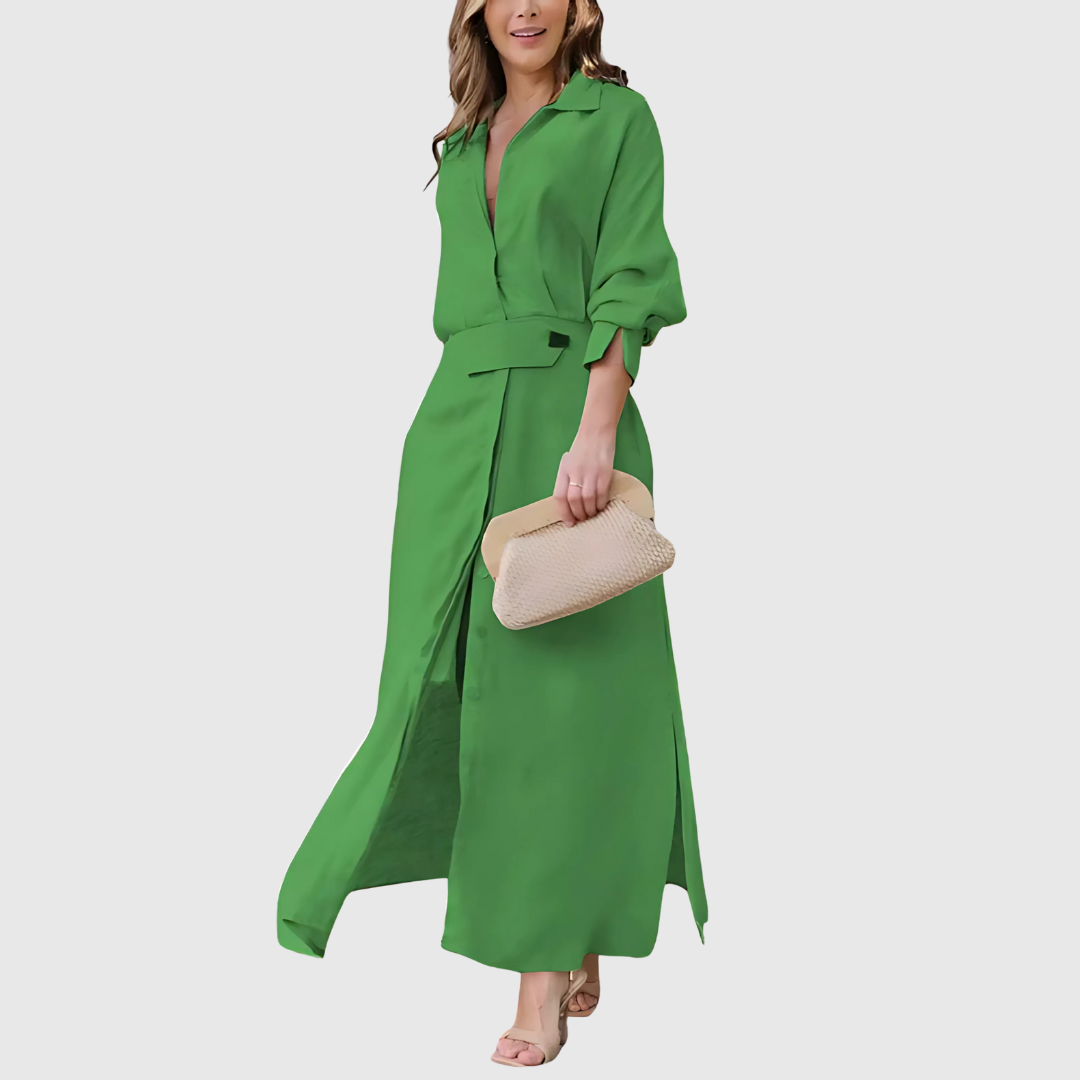 Saraluna™ | Elegant V-neck maxi dress