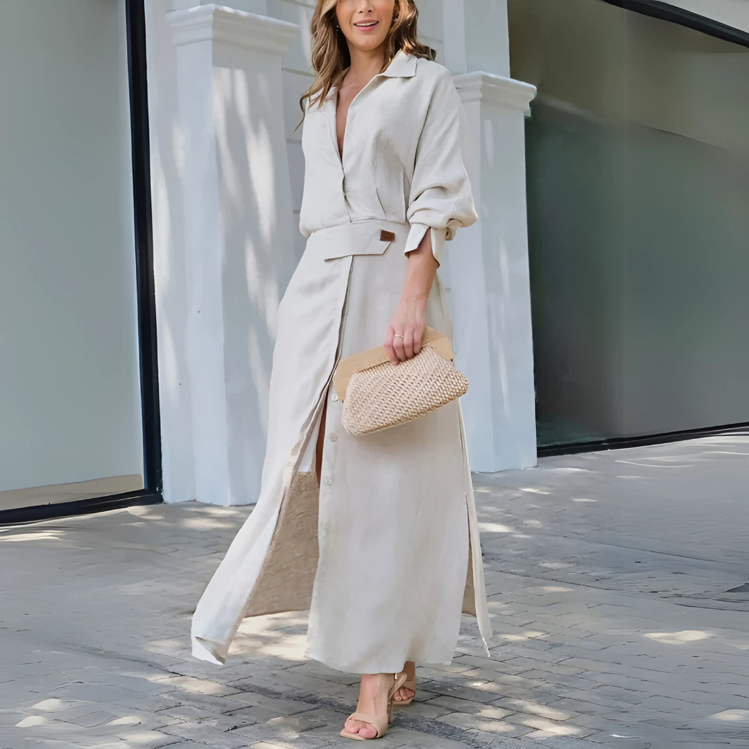 Saraluna™ | Elegant V-neck maxi dress