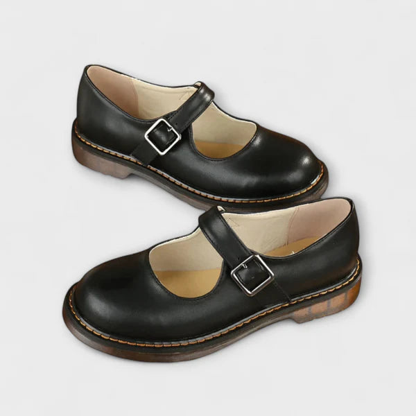 Saraluna Mary Jane - Ladies vintage classic leather shoes with straps & comfort sole