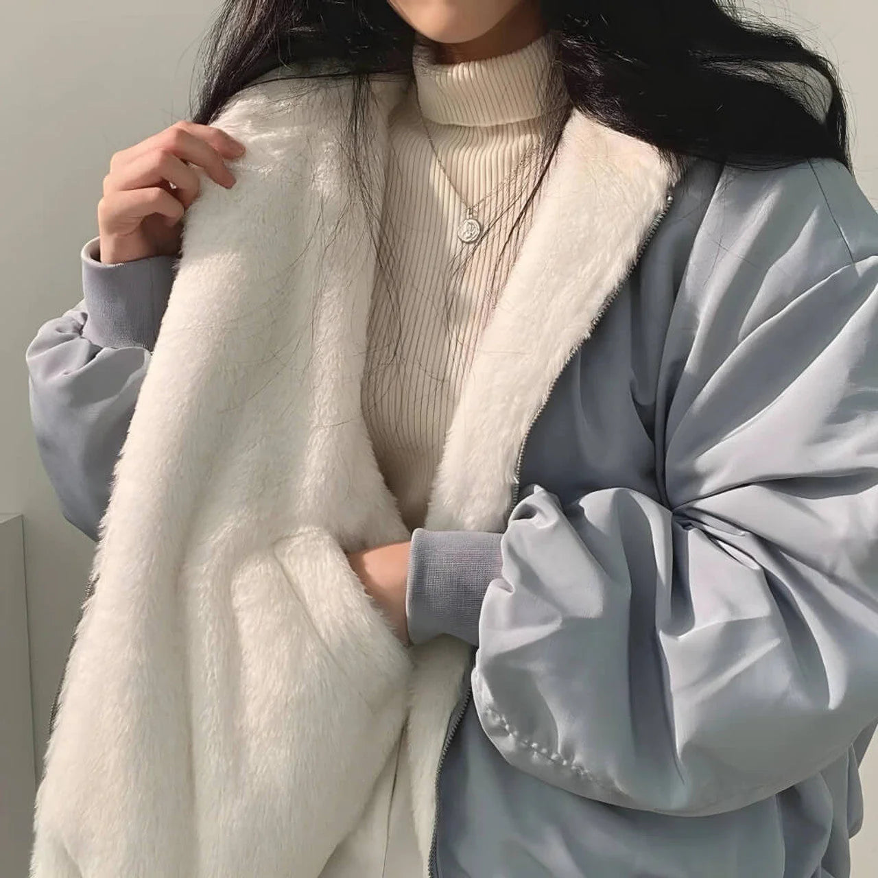 Saraluna - Reversible Teddy Wool Hooded Jacket