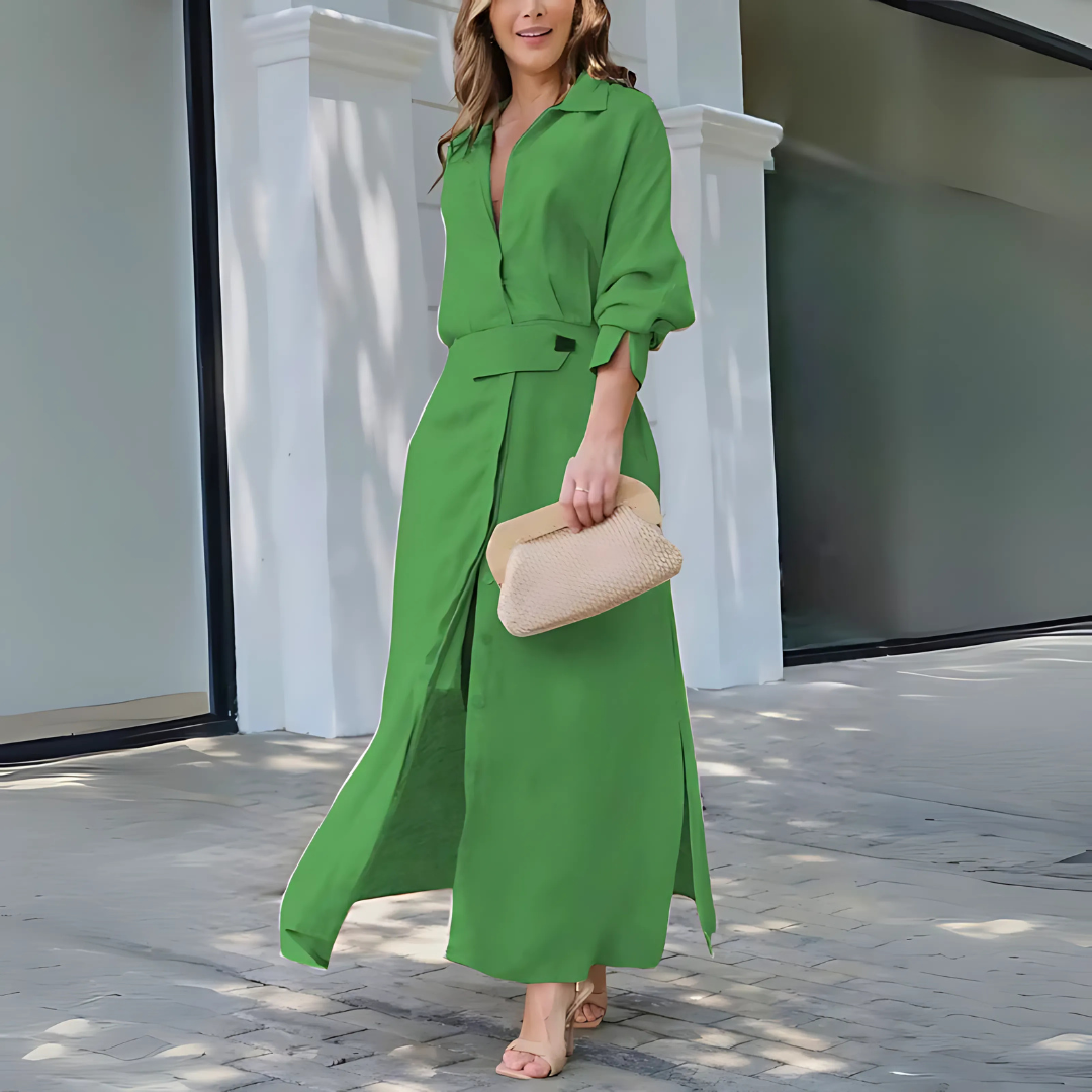Saraluna™ | Elegant V-neck maxi dress