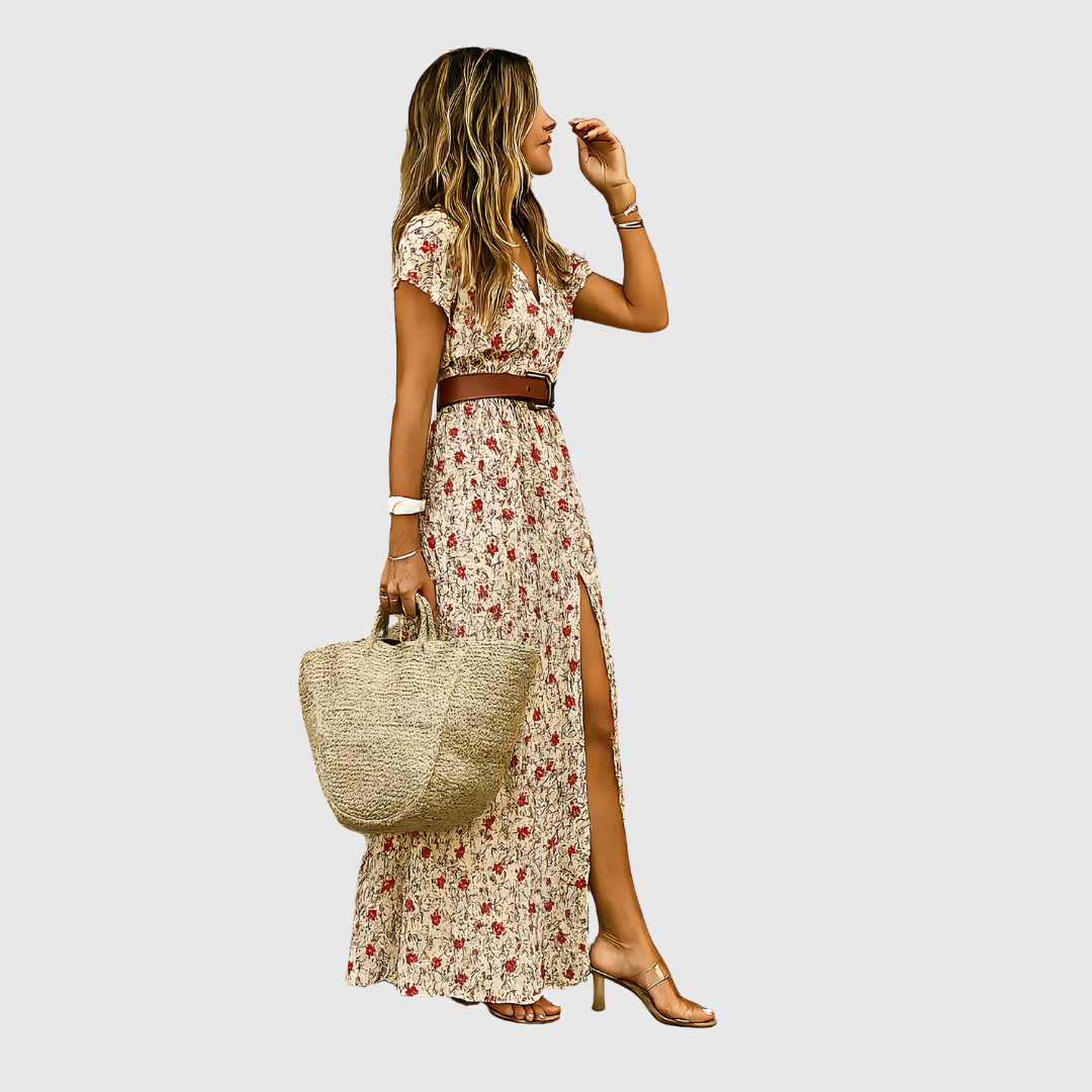 Saraluna Roma – Long bohemian dress with gathered waist