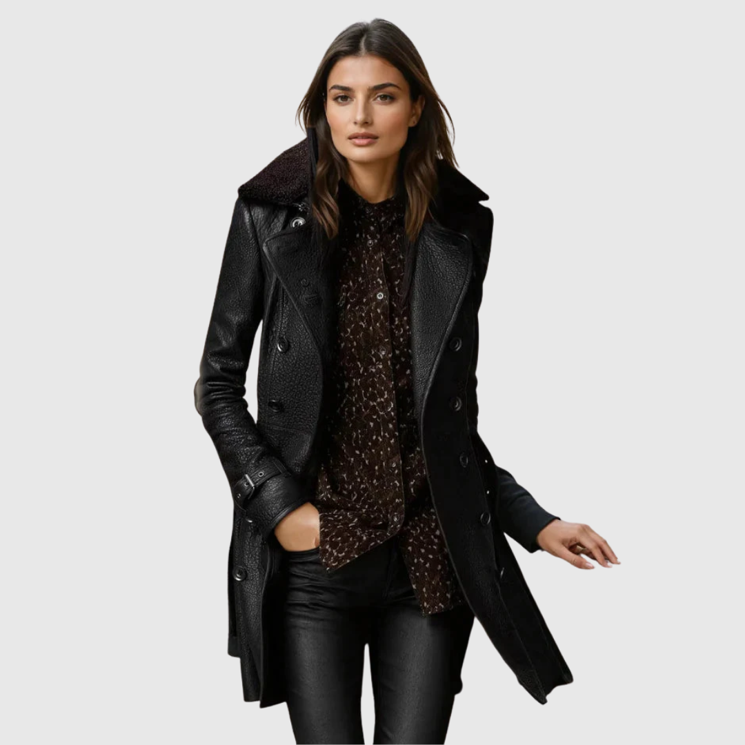 Saraluna™ - Luxurious Leather Coat