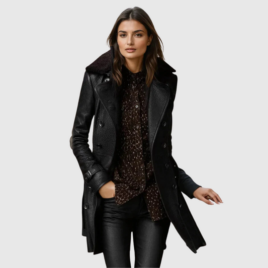 Saraluna™ - Luxurious Leather Coat