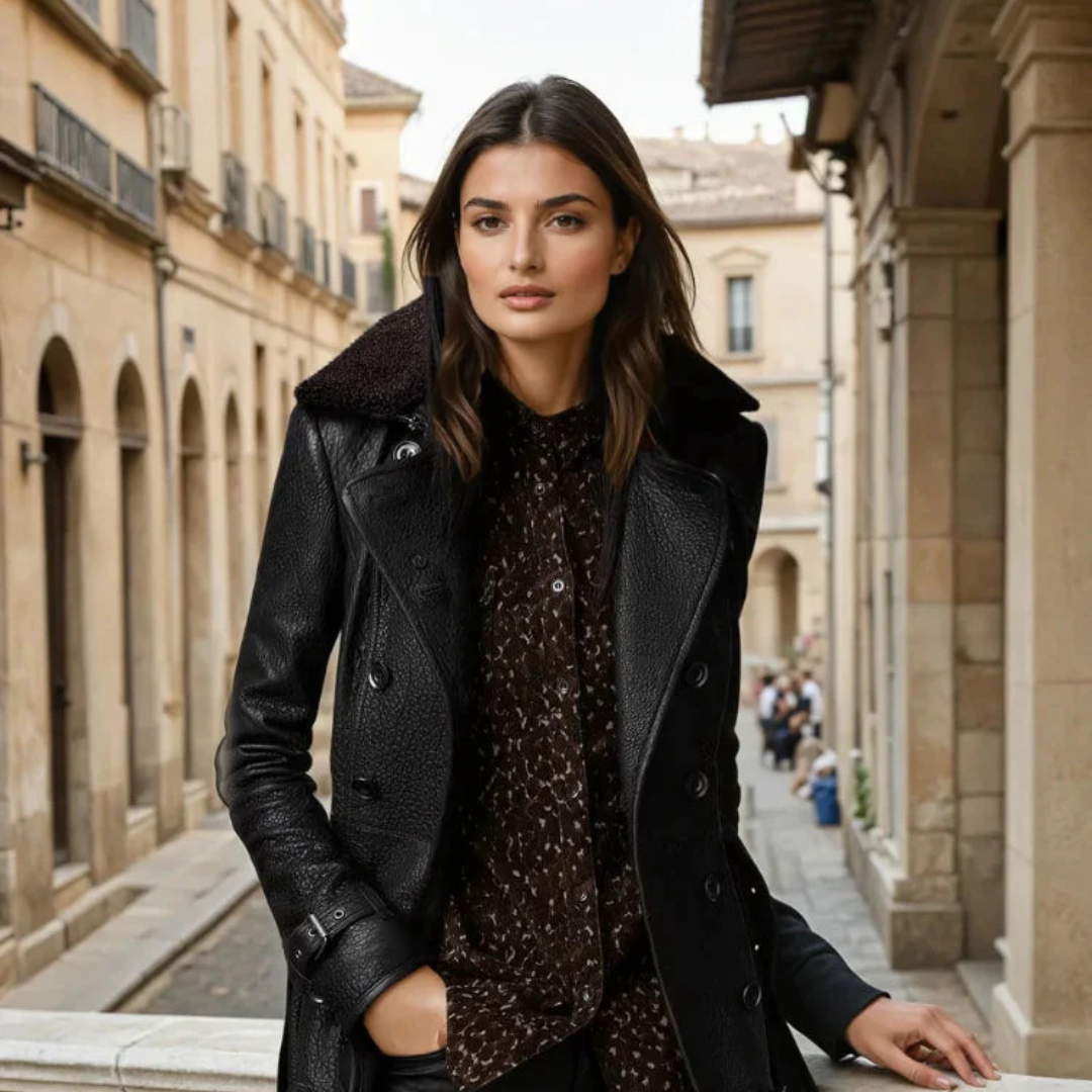 Saraluna™ - Luxurious Leather Coat