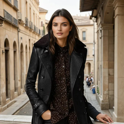 Saraluna™ - Luxurious Leather Coat