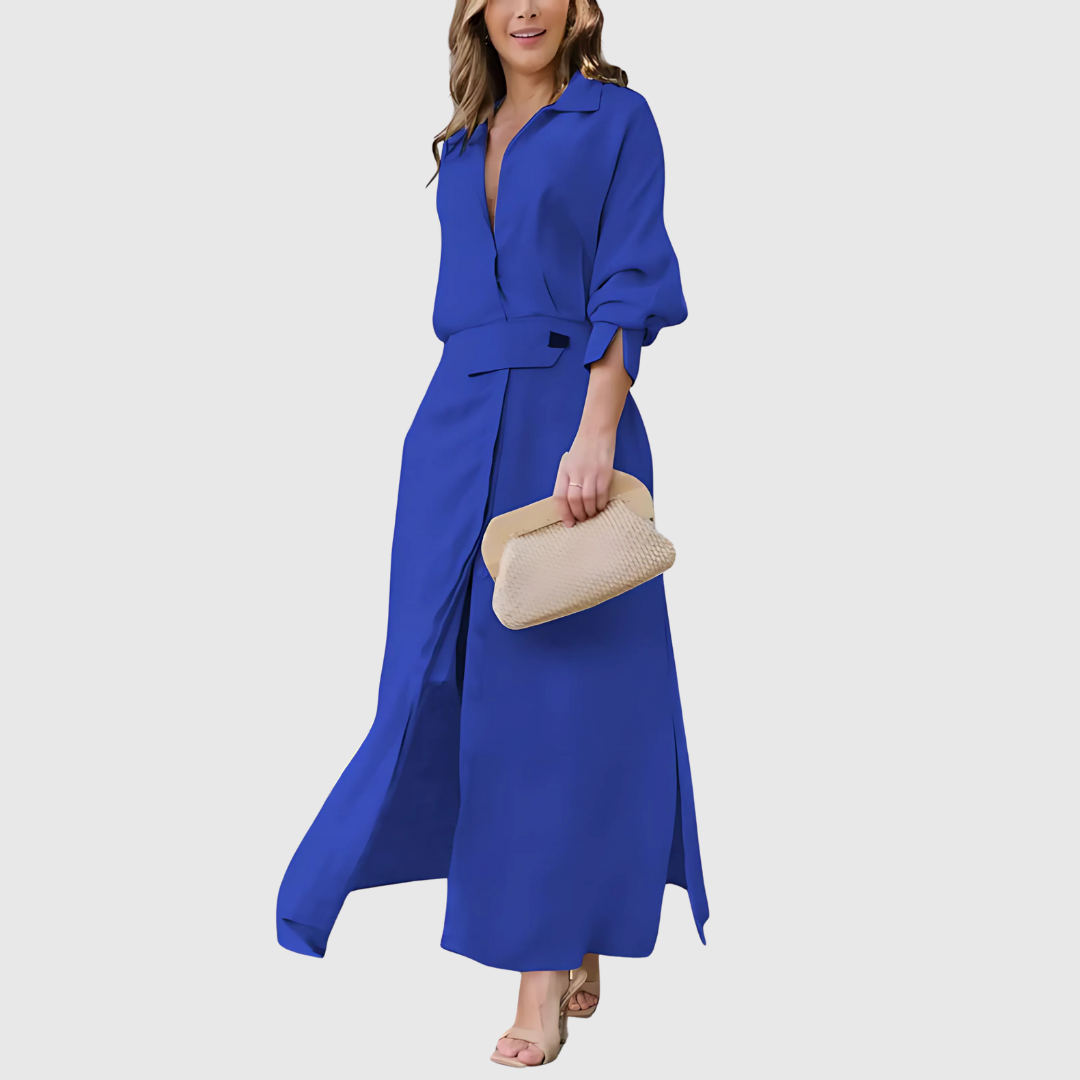 Saraluna™ | Elegant V-neck maxi dress