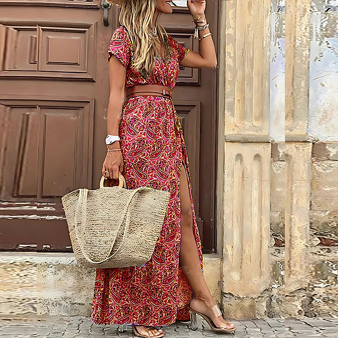 Saraluna Roma – Long bohemian dress with gathered waist