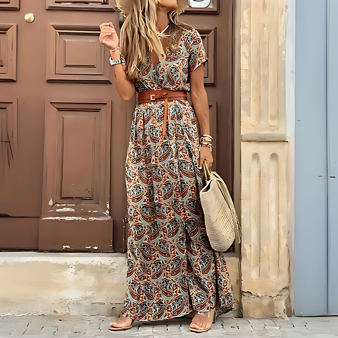 Saraluna Roma – Long bohemian dress with gathered waist