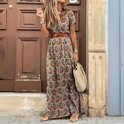 Saraluna Roma – Long bohemian dress with gathered waist