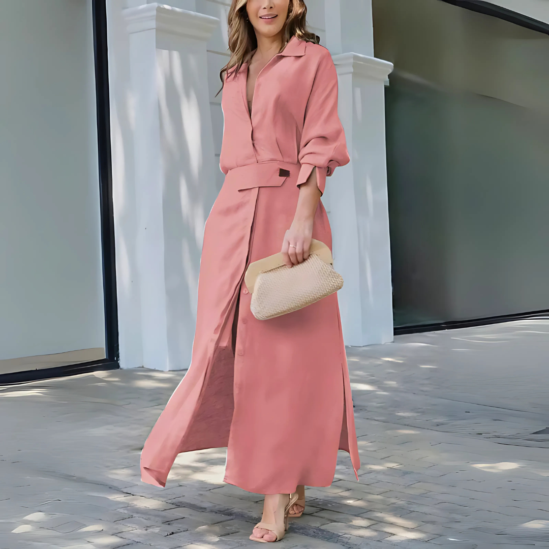 Saraluna™ | Elegant V-neck maxi dress