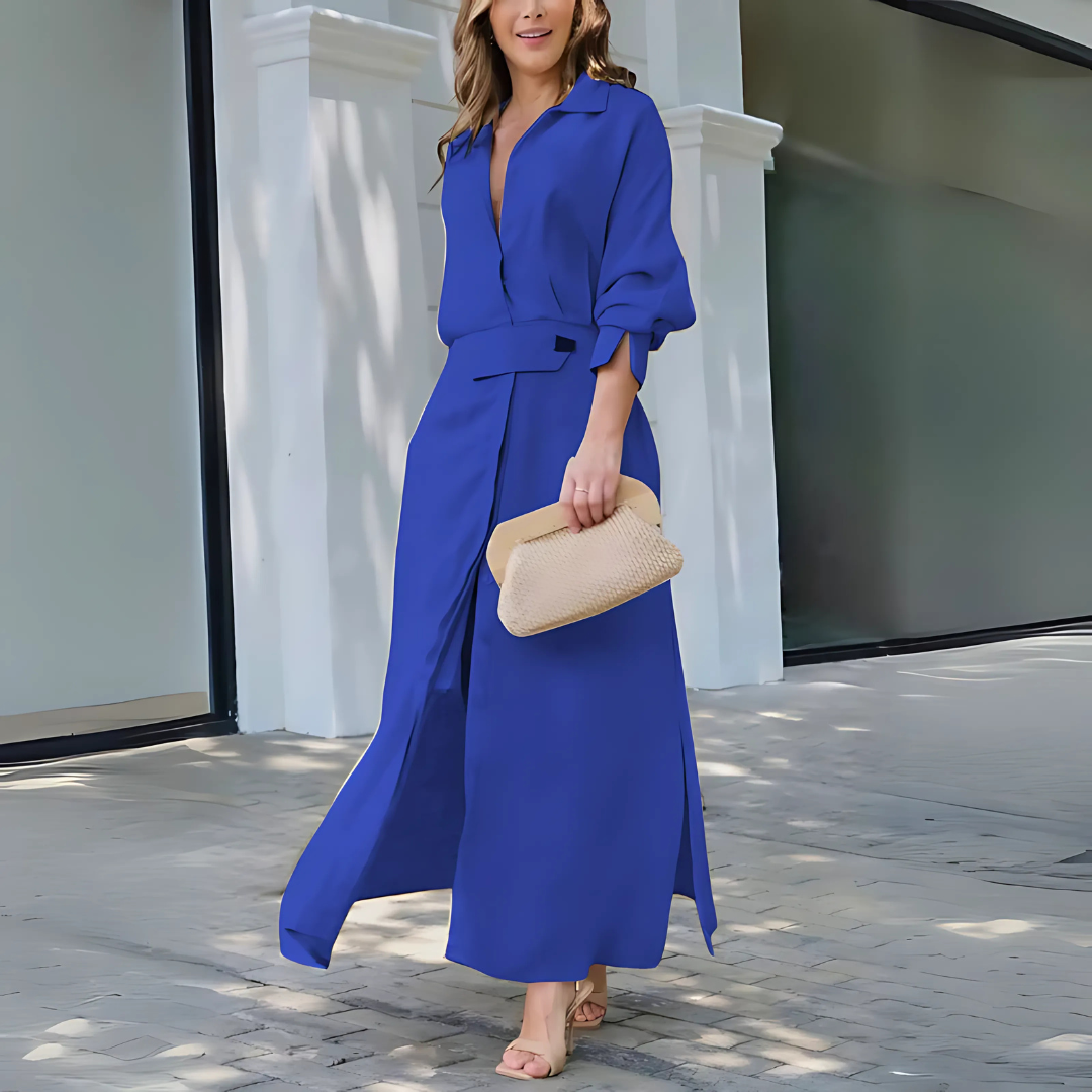 Saraluna™ | Elegant V-neck maxi dress