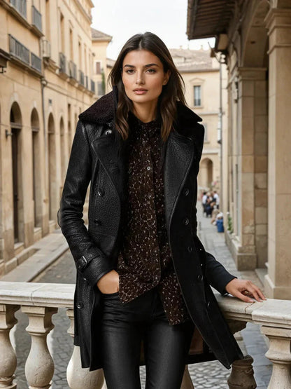 Saraluna™ - Luxurious Leather Coat