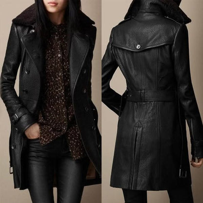 Saraluna™ - Luxurious Leather Coat