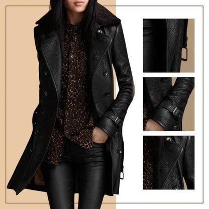 Saraluna™ - Luxurious Leather Coat