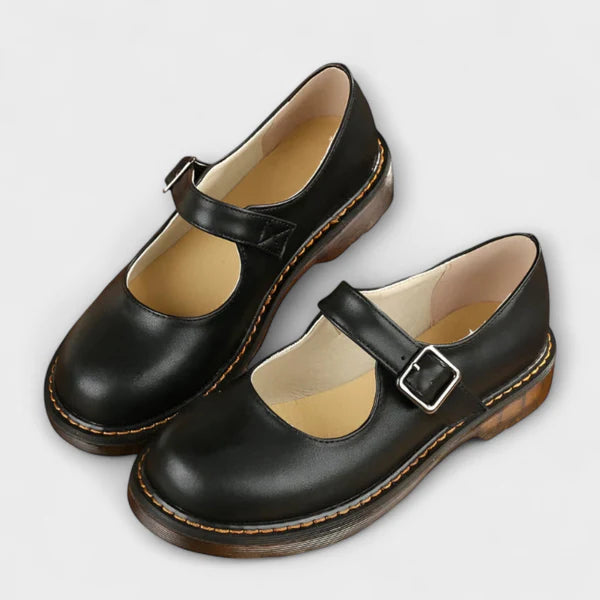 Saraluna Mary Jane - Ladies vintage classic leather shoes with straps & comfort sole