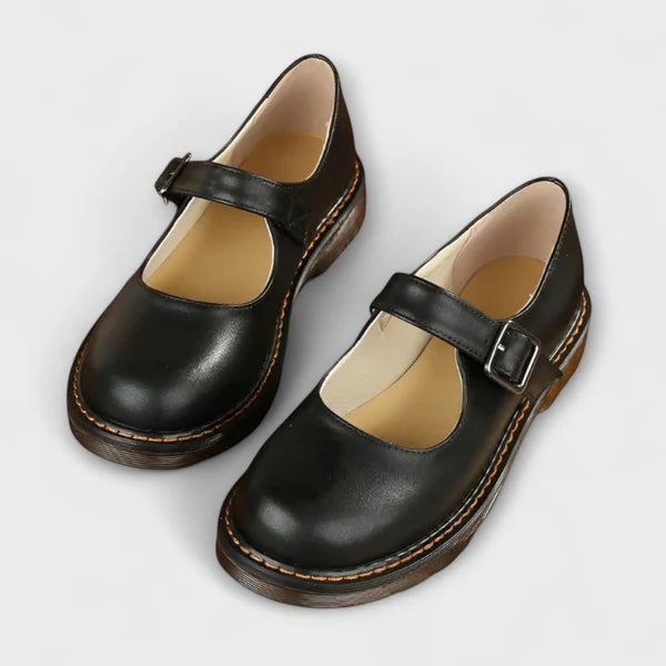 Saraluna Mary Jane - Ladies vintage classic leather shoes with straps & comfort sole