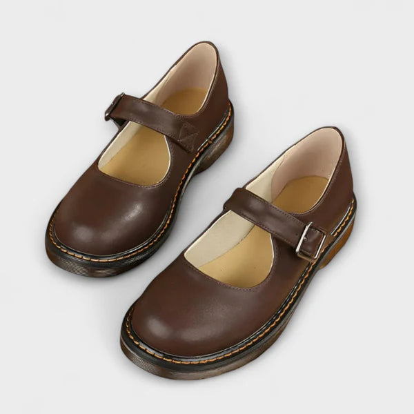 Saraluna Mary Jane - Ladies vintage classic leather shoes with straps & comfort sole