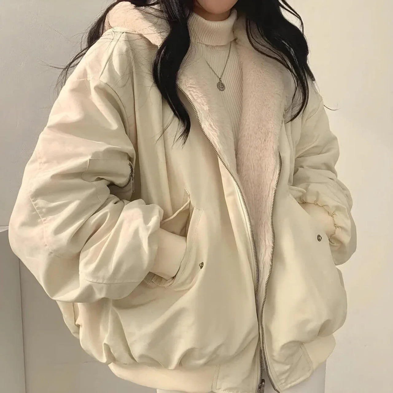 Saraluna - Reversible Teddy Wool Hooded Jacket